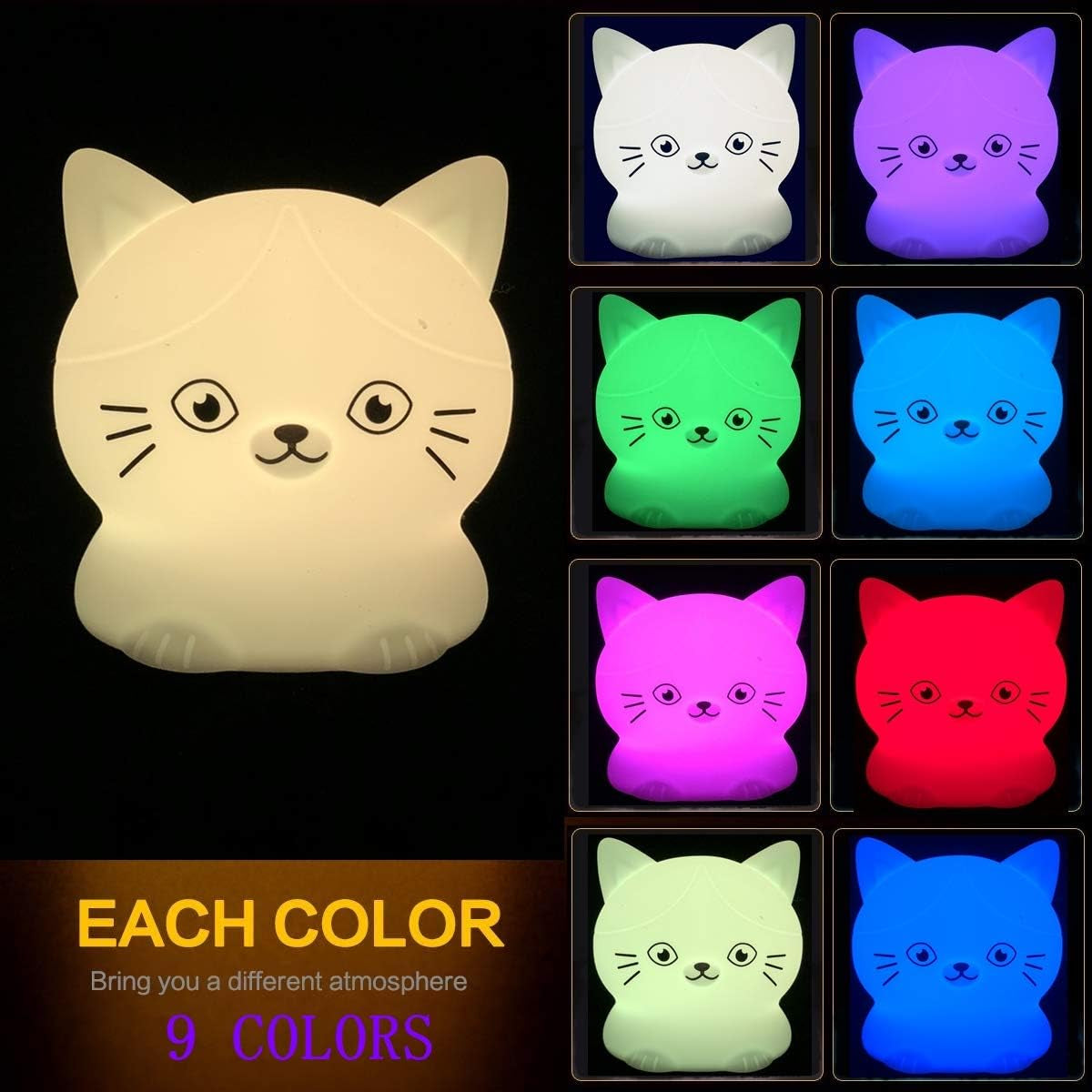 GlowTab™ Cat | Multi-Color Aesthetic Bedside Lamp