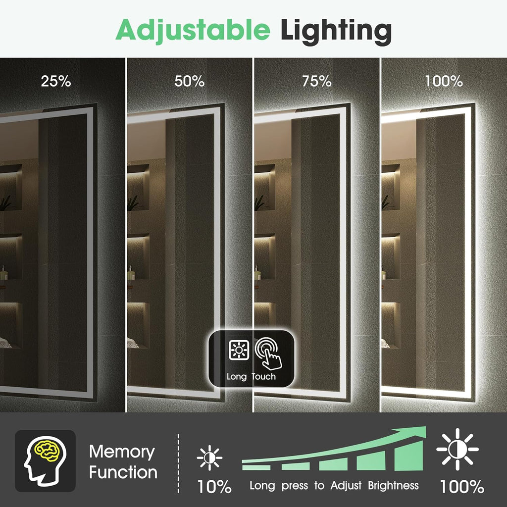 ✨ Luxury Smart LED Bathroom Mirror – Bluetooth Speaker, Anti-Fog & Adjustable Lighting