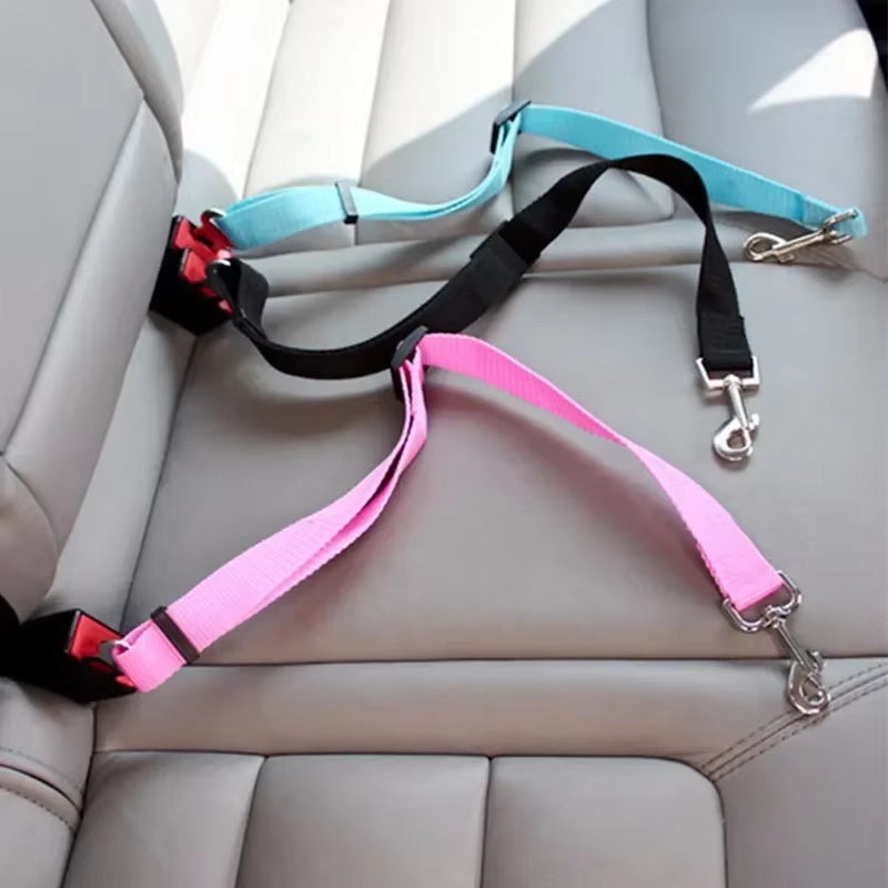 Adjustable Pet Car Seat Belt and Harness for Dogs and Cats - Safety Clip and Traction Lead Accessories