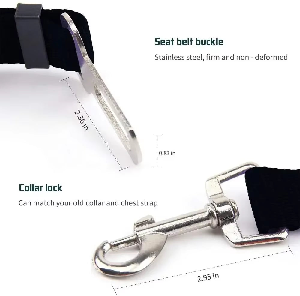 Adjustable Pet Car Seat Belt and Harness for Dogs and Cats - Safety Clip and Traction Lead Accessories