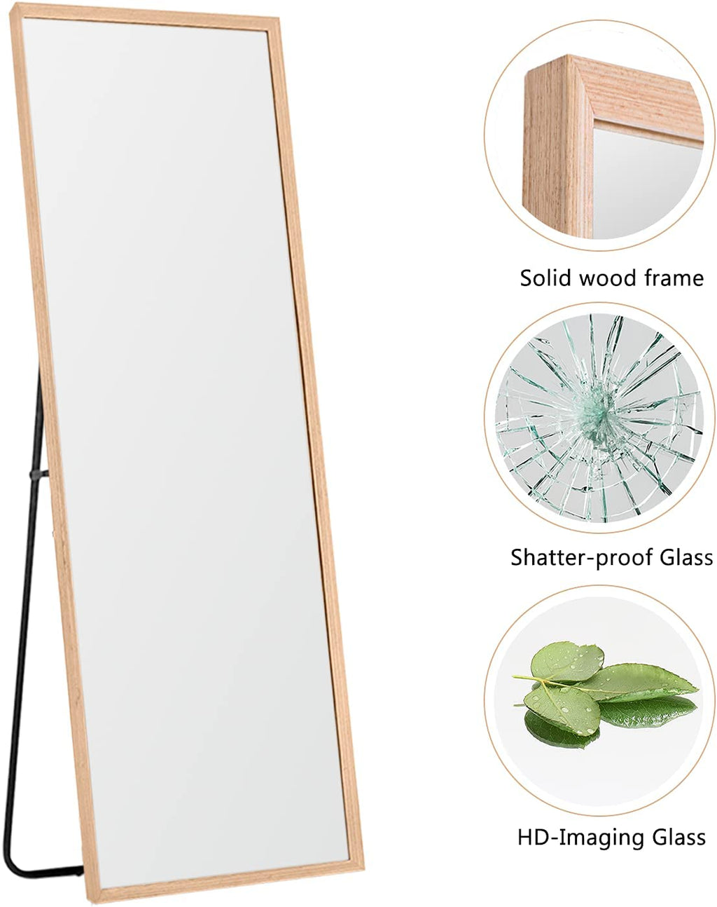 Luxury 65" Full Length Mirror – Large Solid Wood Floor Mirror for Bedroom, Living Room & Dressing Area