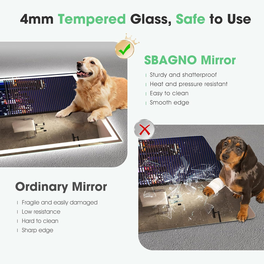 ✨ Luxury Smart LED Bathroom Mirror – Bluetooth Speaker, Anti-Fog & Adjustable Lighting