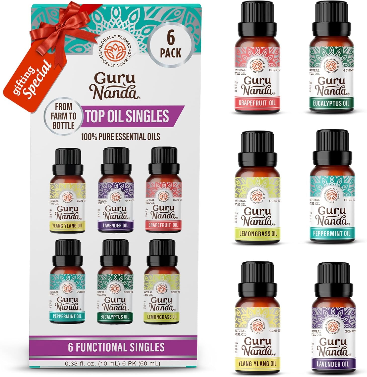 AuraBlends™ | 100% Natural Essential Oils Premium Set (6-Pack)
