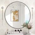 ✨ 30" Modern Round Wall Mirror – Elegant Black Metal Frame for Any Room