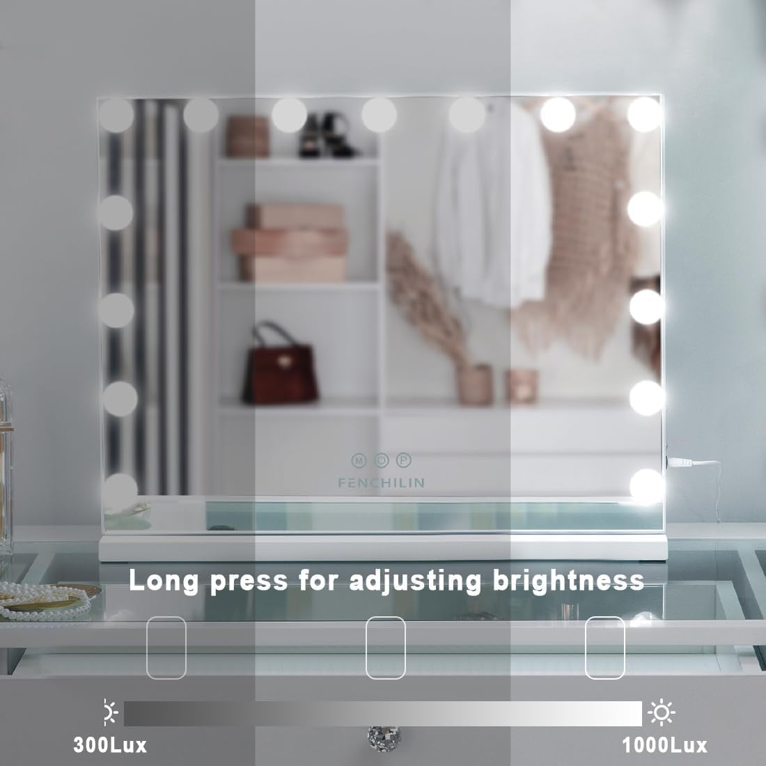 Hollywood Vanity Mirror with Lights – Professional Makeup Mirror with USB & Type-C Charging