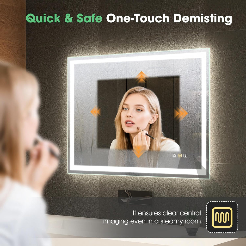 ✨ Luxury Smart LED Bathroom Mirror – Bluetooth Speaker, Anti-Fog & Adjustable Lighting