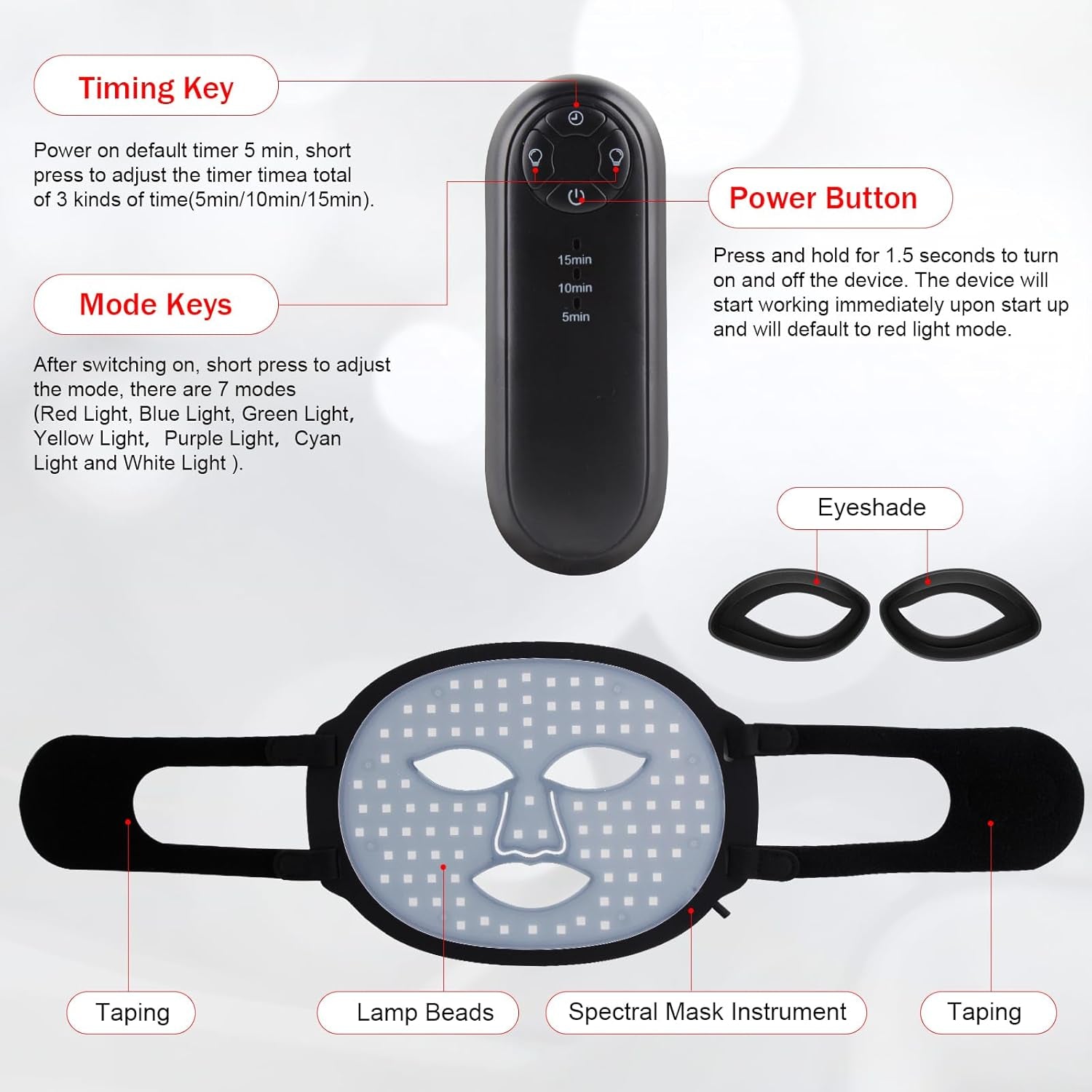 AuraGlow™ 7-Color LED Premium Silicon Mask