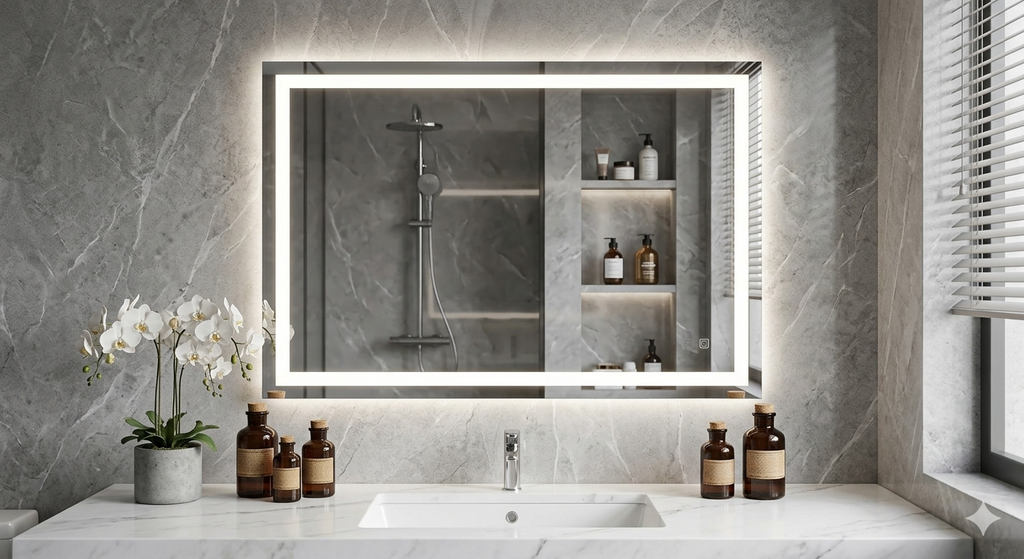 ✨ Luxury Smart LED Bathroom Mirror – Bluetooth Speaker, Anti-Fog & Adjustable Lighting