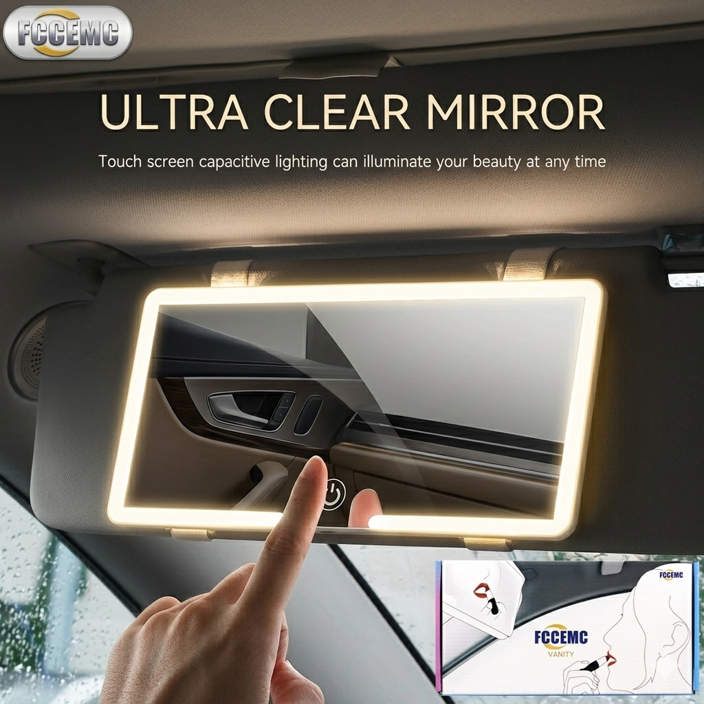 Rechargeable LED Makeup Mirror for Car Visor – HD Vanity Mirror with Adjustable Fill Light & Universal Fit