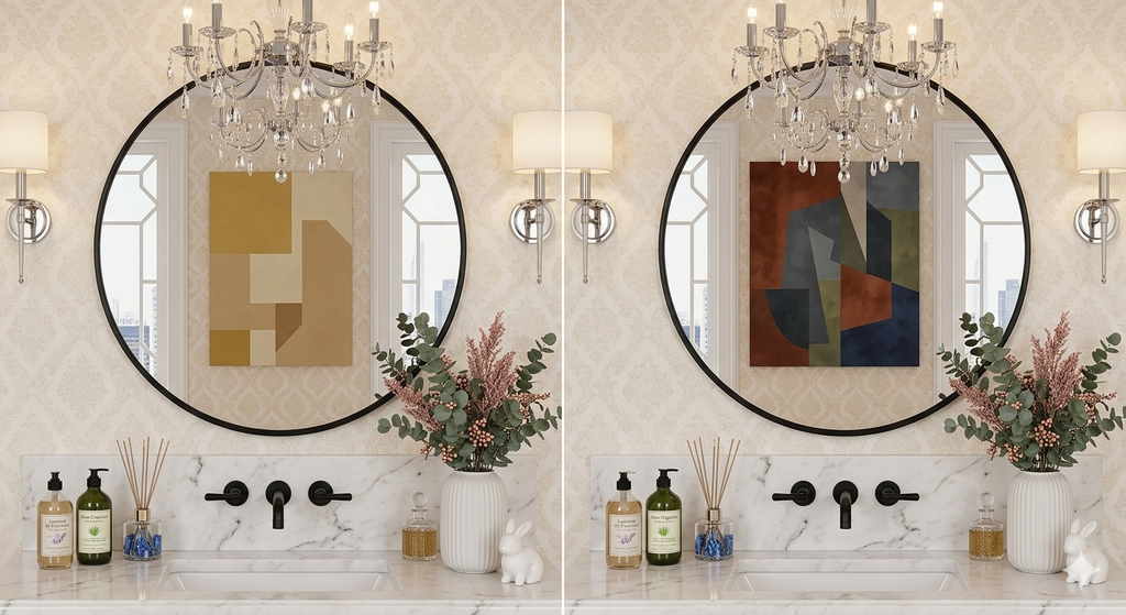 ✨ 30" Modern Round Wall Mirror – Elegant Black Metal Frame for Any Room