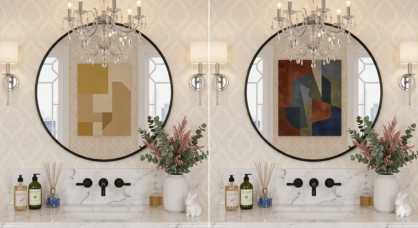 ✨ 30" Modern Round Wall Mirror – Elegant Black Metal Frame for Any Room
