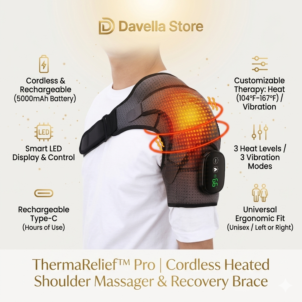 ThermaRelief™ Pro | Cordless Heated Shoulder Massager & Recovery Brace