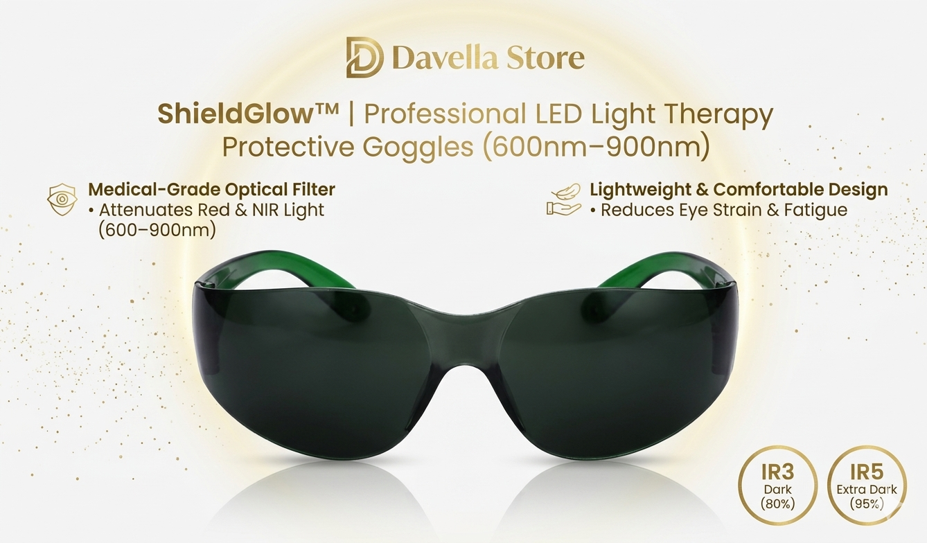 ShieldGlow™ | Professional LED Light Therapy Protective Goggles (600nm–900nm)
