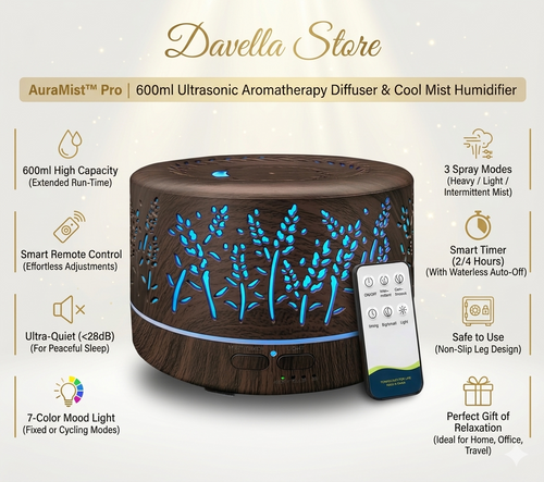 AuraMist™ Pro | 600ml Ultrasonic Aromatherapy Diffuser & Cool Mist Humidifier