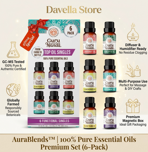 AuraBlends™ | 100% Natural Essential Oils Premium Set (6-Pack)