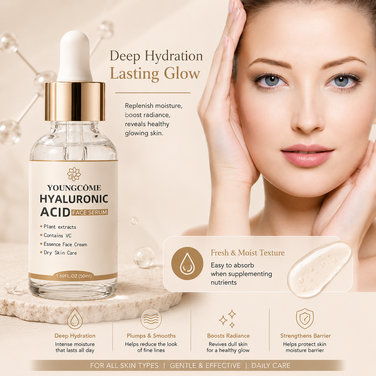 Korean Hyaluronic Acid Deep Hydration Essence | Plumping & Anti-Aging Facial Serum