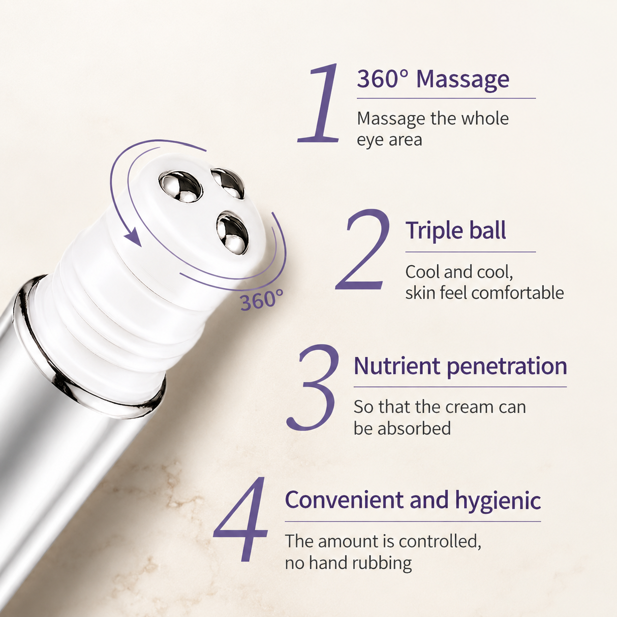 Korean Anti-Aging Eye Cream Roller – Hyaluronic Acid for Wrinkles, Dark Circles & Puffiness