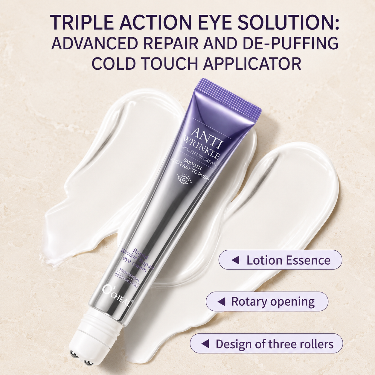 Korean Anti-Aging Eye Cream Roller – Hyaluronic Acid for Wrinkles, Dark Circles & Puffiness