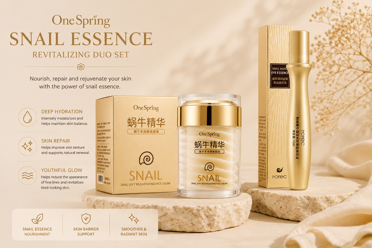 Davella Snail Collagen Renewal Set | Anti-Aging Face & Eye Care System