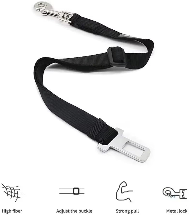 Adjustable Pet Car Seat Belt and Harness for Dogs and Cats - Safety Clip and Traction Lead Accessories