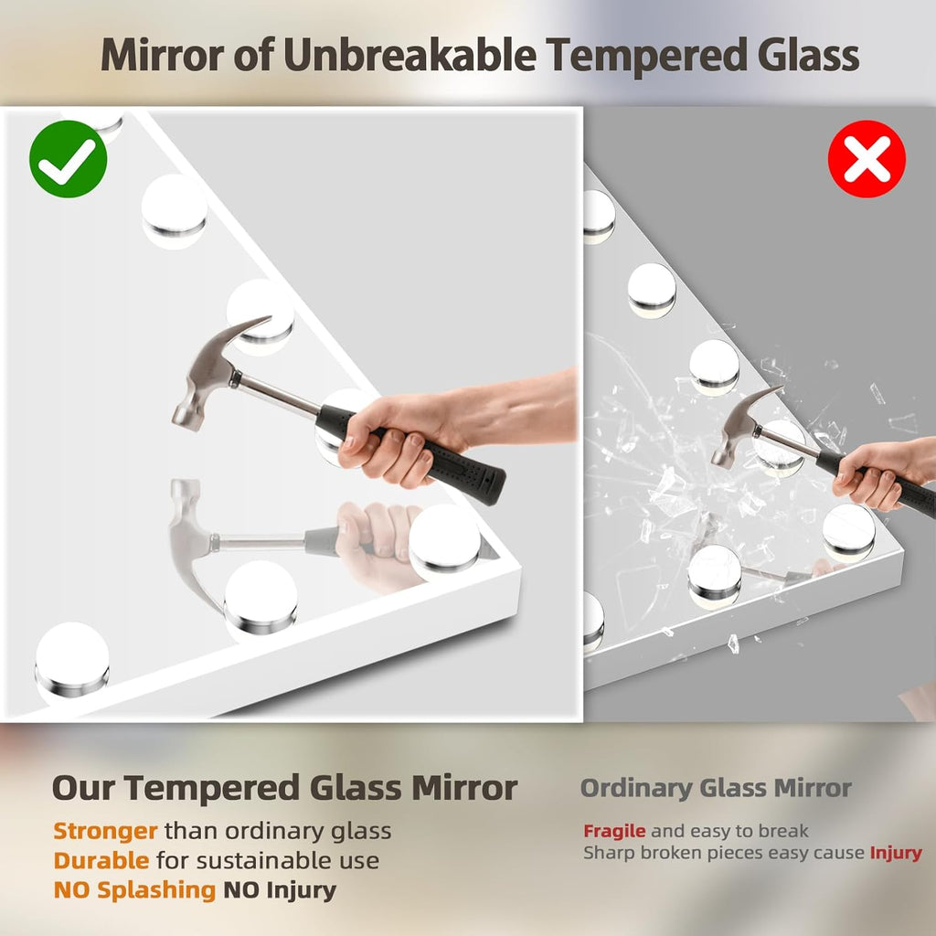 Hollywood Vanity Mirror with Lights – Professional Makeup Mirror with USB & Type-C Charging