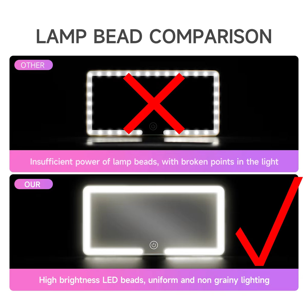 Rechargeable LED Makeup Mirror for Car Visor – HD Vanity Mirror with Adjustable Fill Light & Universal Fit