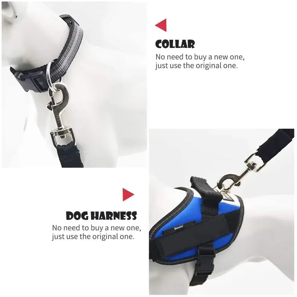 Adjustable Pet Car Seat Belt and Harness for Dogs and Cats - Safety Clip and Traction Lead Accessories