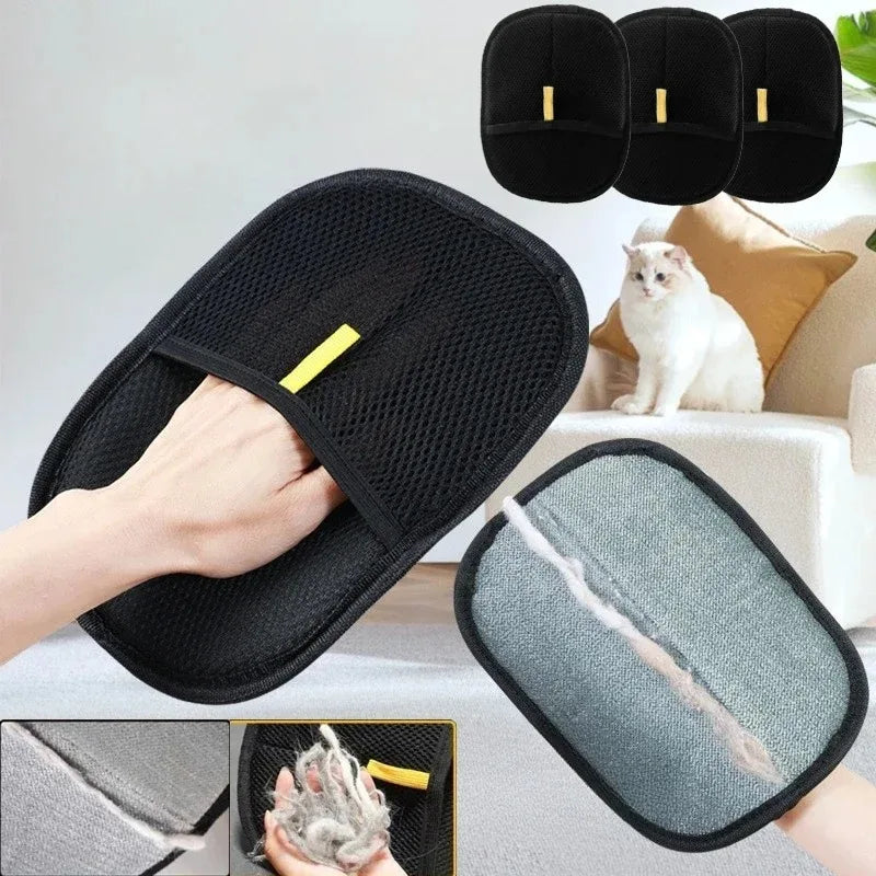 Double-Sided Pet Grooming Gloves for Cats and Dogs - Effective Deshedding and Hair Removal Tool