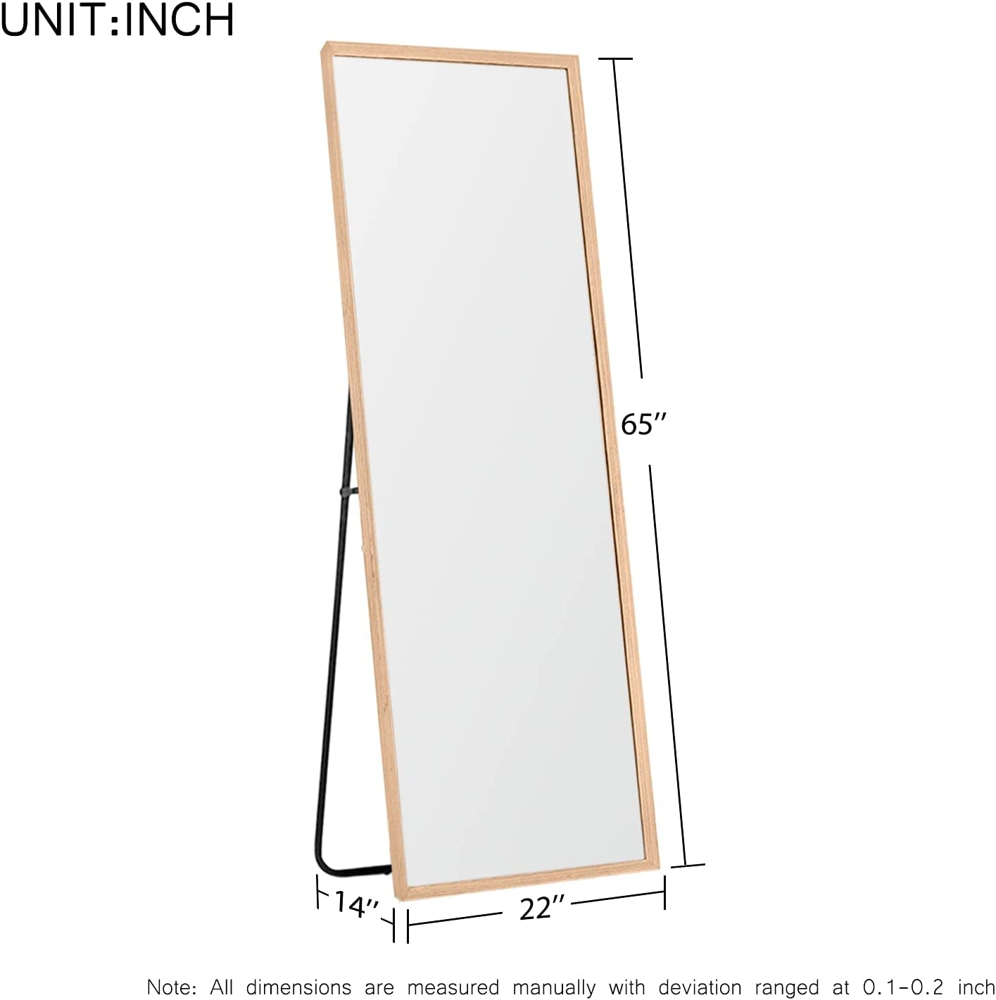 Luxury 65" Full Length Mirror – Large Solid Wood Floor Mirror for Bedroom, Living Room & Dressing Area