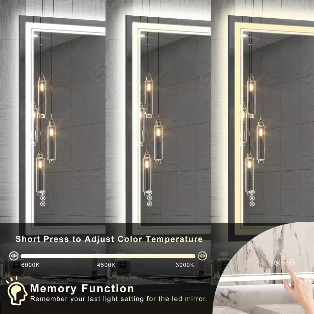 Premium 30" x 48" LED Bathroom Mirror – Anti-Fog, Frameless & Modern Design