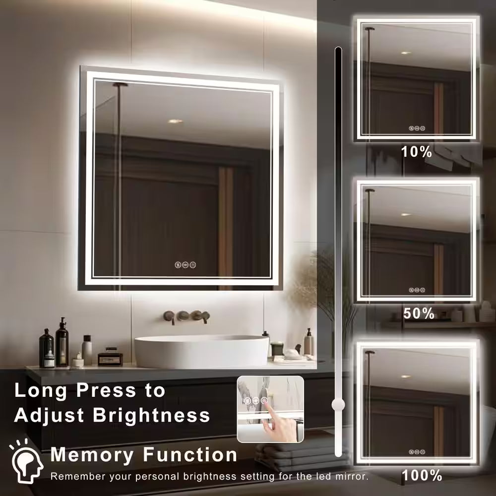 Premium 30" x 48" LED Bathroom Mirror – Anti-Fog, Frameless & Modern Design
