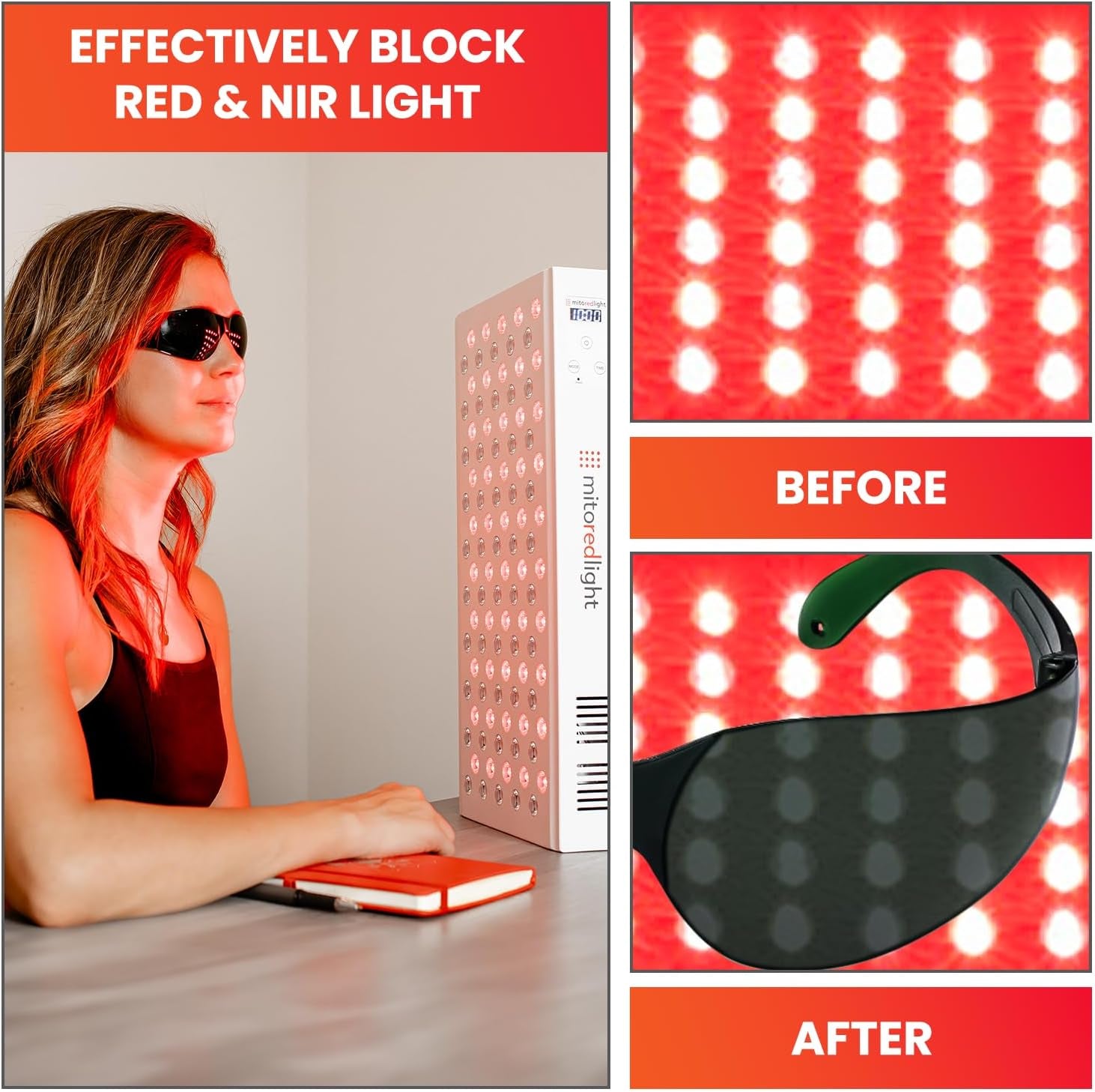 ShieldGlow™ | Professional LED Light Therapy Protective Goggles (600nm–900nm)