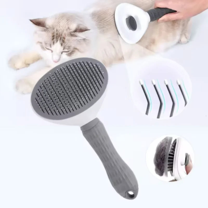 Self-Cleaning Pet Grooming Brush and Comb for Dogs and Cats - Dematting Tool and Hair Remover