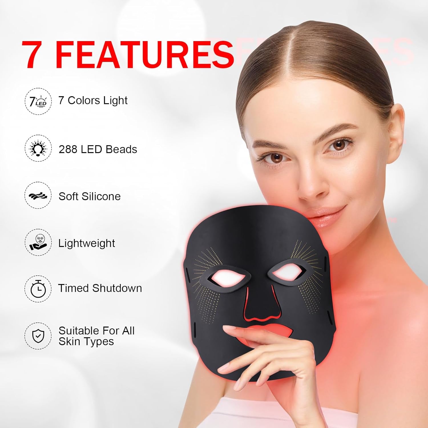 AuraGlow™ 7-Color LED Premium Silicon Mask